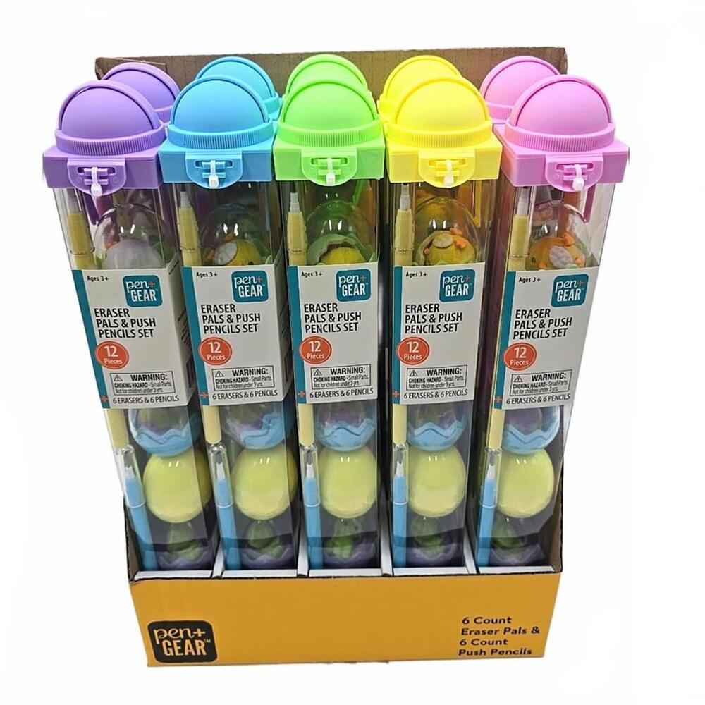 Pen+Gear Eraser Pals &‎ Push Pencils, 6 Count, Purple, School Easter Basket